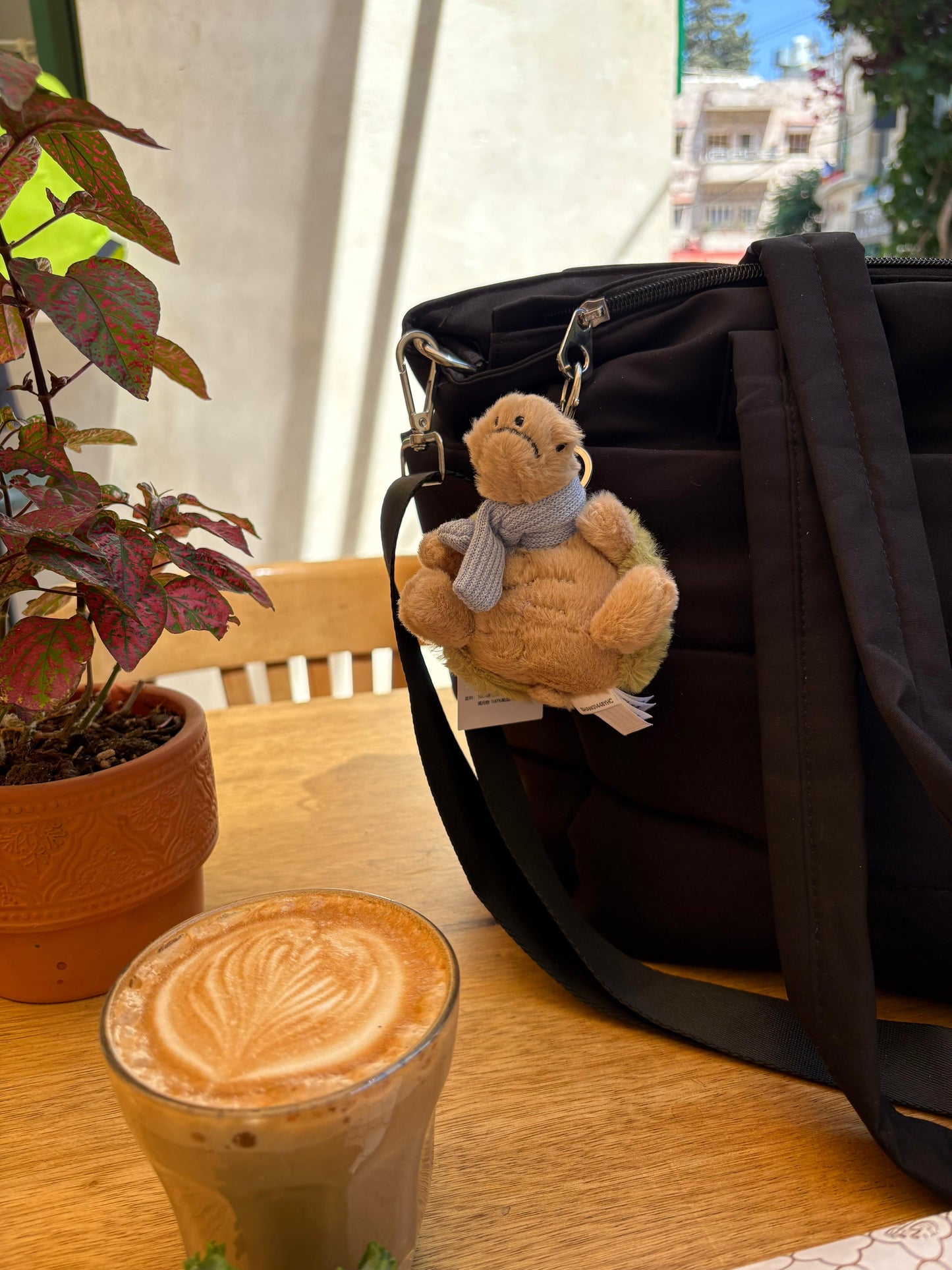 Turtle with Blue Scarf plush keychain - 10 cm