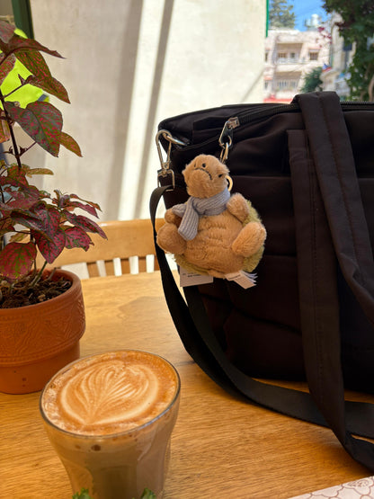 Turtle with Blue Scarf plush keychain - 10 cm