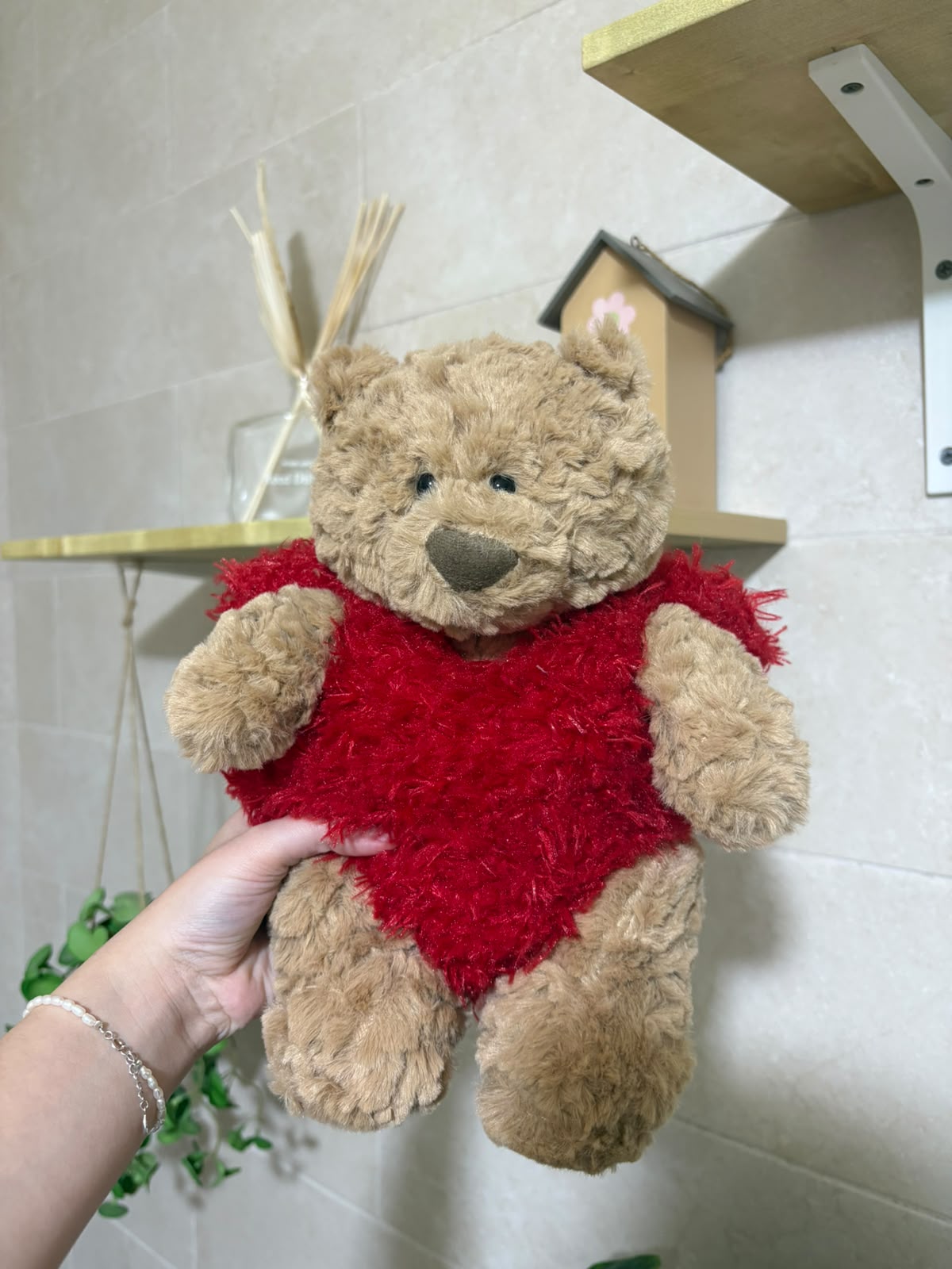 Bear in a heart outfit plush - 26 cm