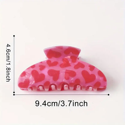 Sweetheart Pink Heart Hair Claw Clip – Romantic Marbled Acrylic Hair Accessory