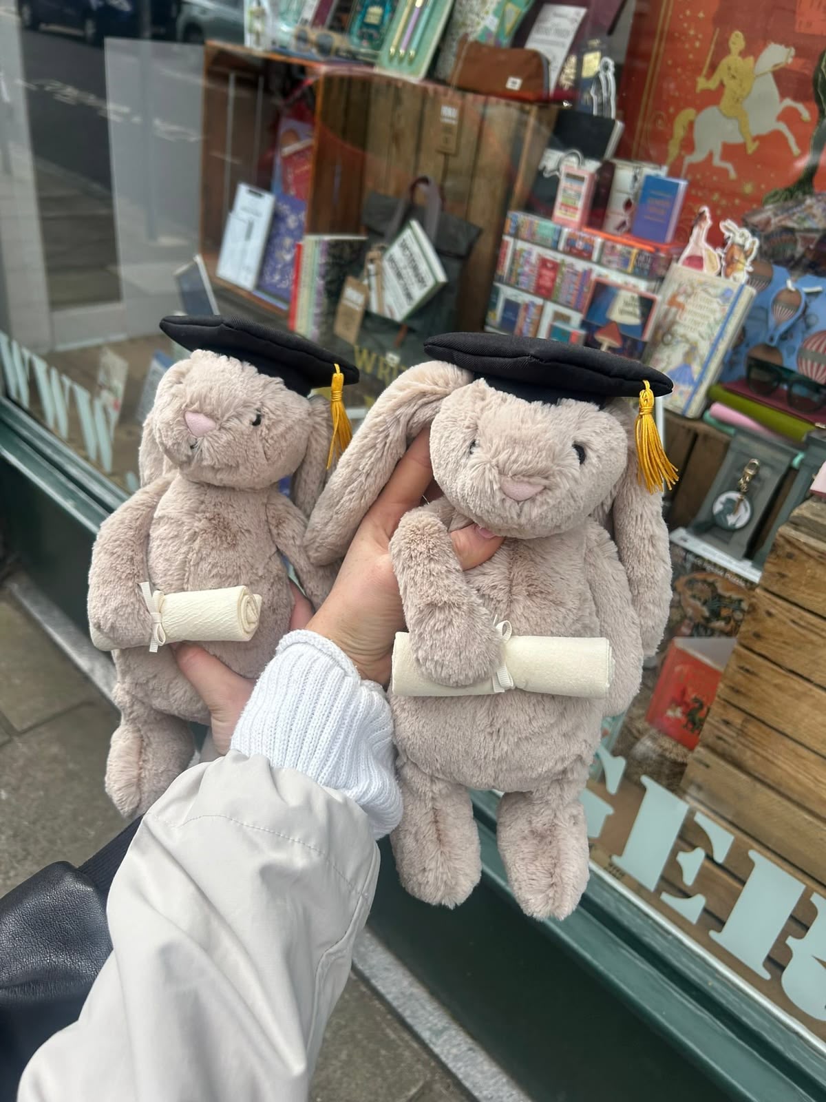 A 30 cm cute plush graduation bunny holding a degree and wearing a mortarboard cap.05
