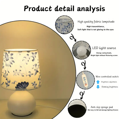 Floral blue and white table Lamp