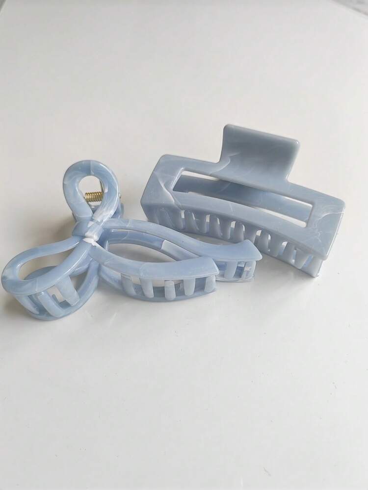 Pearlescent Baby Blue Hair Claw Clips – Elegant Marbled Acrylic Hair Accessories
