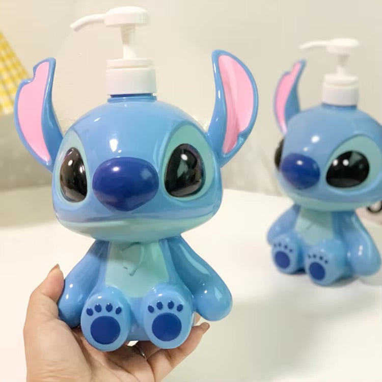 Cute Stitch Soap Dispenser – 750ml Plastic Pump Bottle for Bathroom & Kitchen