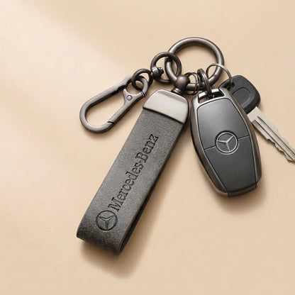 Classic Tan Leather Car Mercedes Premium Black Key Holder & Fob Protector