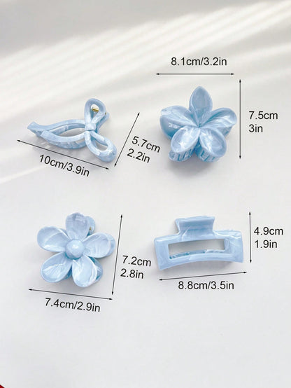 Pearlescent Baby Blue Hair Claw Clips – Elegant Marbled Acrylic Hair Accessories