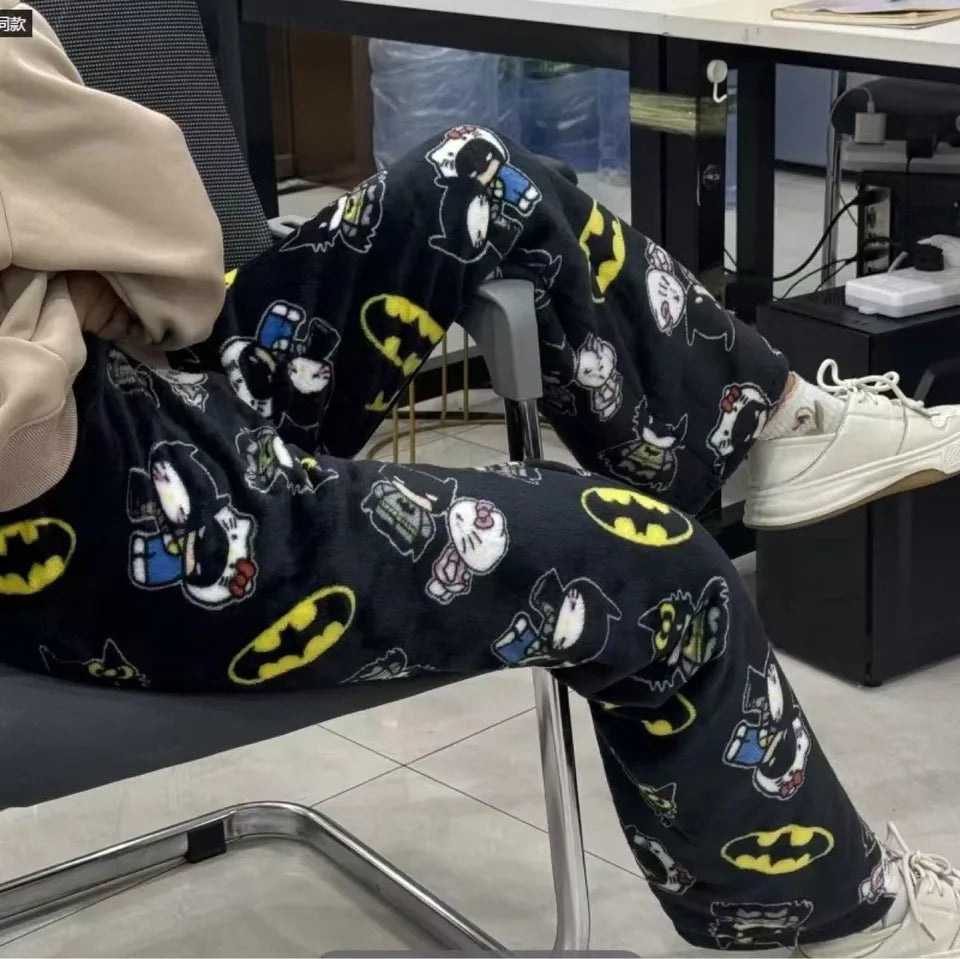 Batman hello kitty pajama pants (winter material)(خامة شتوية)