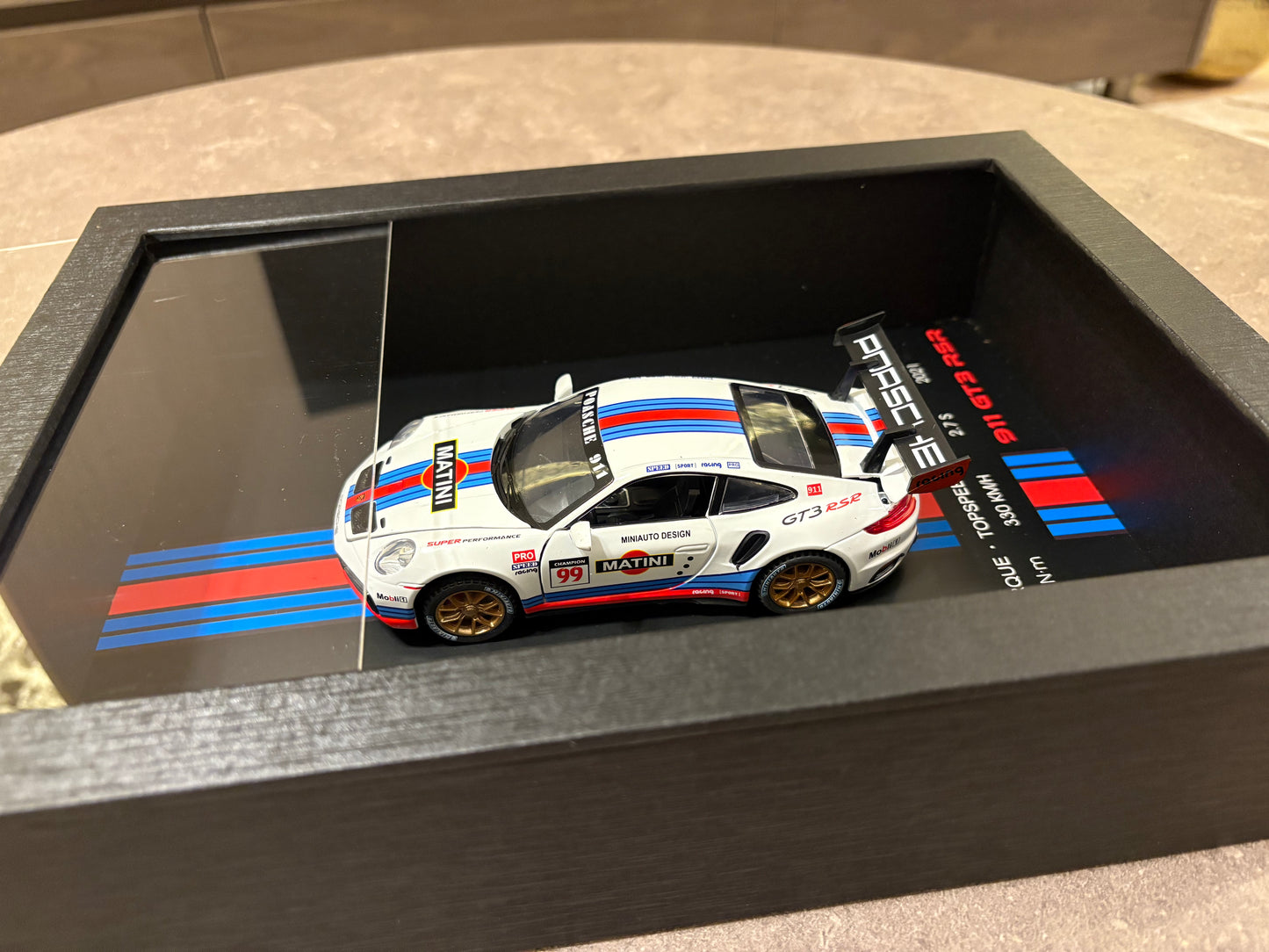 3D Car Frame Wall Art - Porsche 911 GT3 RSR with Specs – 32cm x 23cm