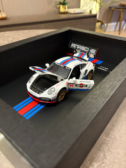 3D Car Frame Wall Art - Porsche 911 GT3 RSR with Specs – 32cm x 23cm