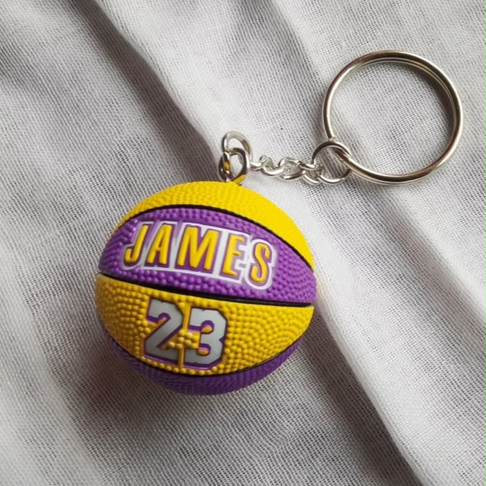 LeBron James Basketball Keychain – #23 Purple & Yellow 3D Mini Basketball Keyring