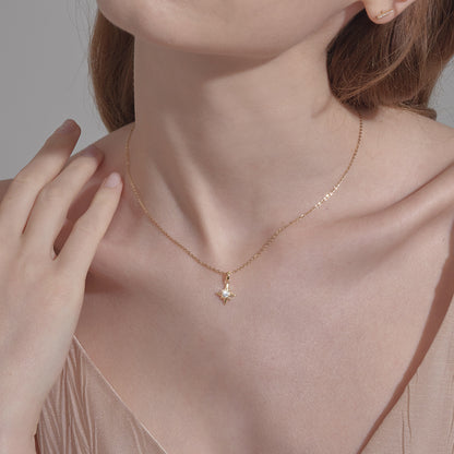 North Star Pendant Necklace – 925 Sterling Silver, Gold Plated