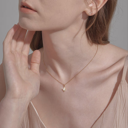North Star Pendant Necklace – 925 Sterling Silver, Gold Plated