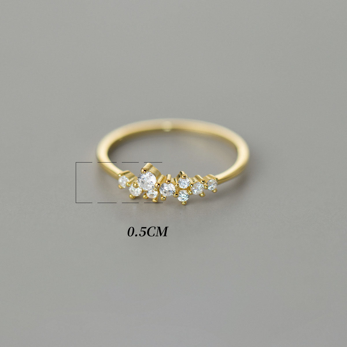 Scattered Crystal Cluster Ring – 925 Sterling Silver, Gold Plated