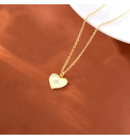 Polished Heart Star Pendant Necklace - Gold Plated 925 Sterling Silver
