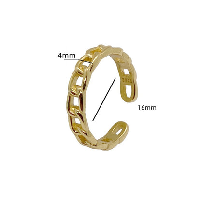 Chain Link Adjustable Ring - Gold Plated 925 Sterling Silver