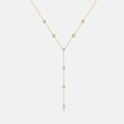 Lariat Bezel Drop Necklace – 925 Sterling Silver, Gold Plated