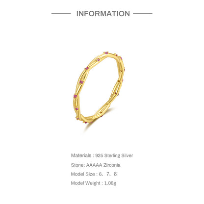 Twisted Vine Pink Stone Ring – 925 Sterling Silver, Gold Plated