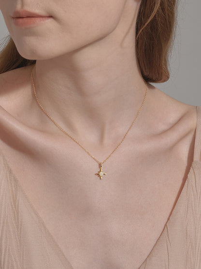 North Star Pendant Necklace – 925 Sterling Silver, Gold Plated