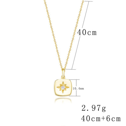 Starburst Compass Pendant Necklace - Gold Plated 925 Sterling Silver