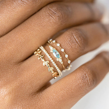 Aquamarine Blue Ring – 925 Sterling Silver, Gold Plated