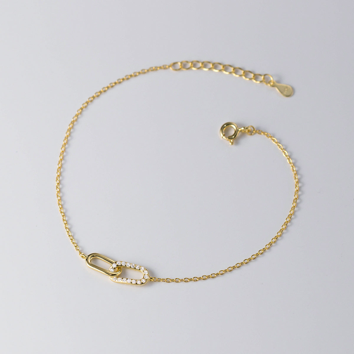 Interlocking Paperclip Link Bracelet - Gold Plated 925 Sterling Silver