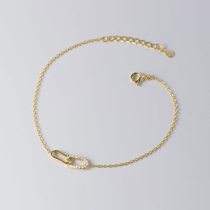 Interlocking Paperclip Link Bracelet - Gold Plated 925 Sterling Silver