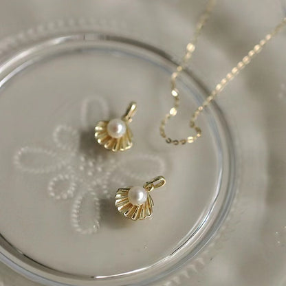 Pearl Seashell Pendant Necklace – 925 Sterling Silver, Gold Plated