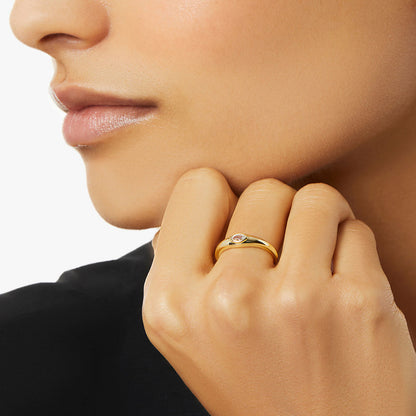Bezel Marquise Solitaire Ring – 925 Sterling Silver, Gold Plated