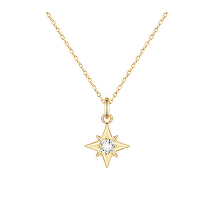 North Star Pendant Necklace – 925 Sterling Silver, Gold Plated