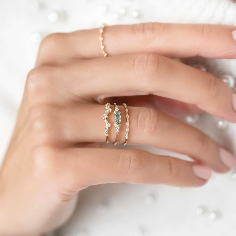 Aquamarine Blue Ring – 925 Sterling Silver, Gold Plated