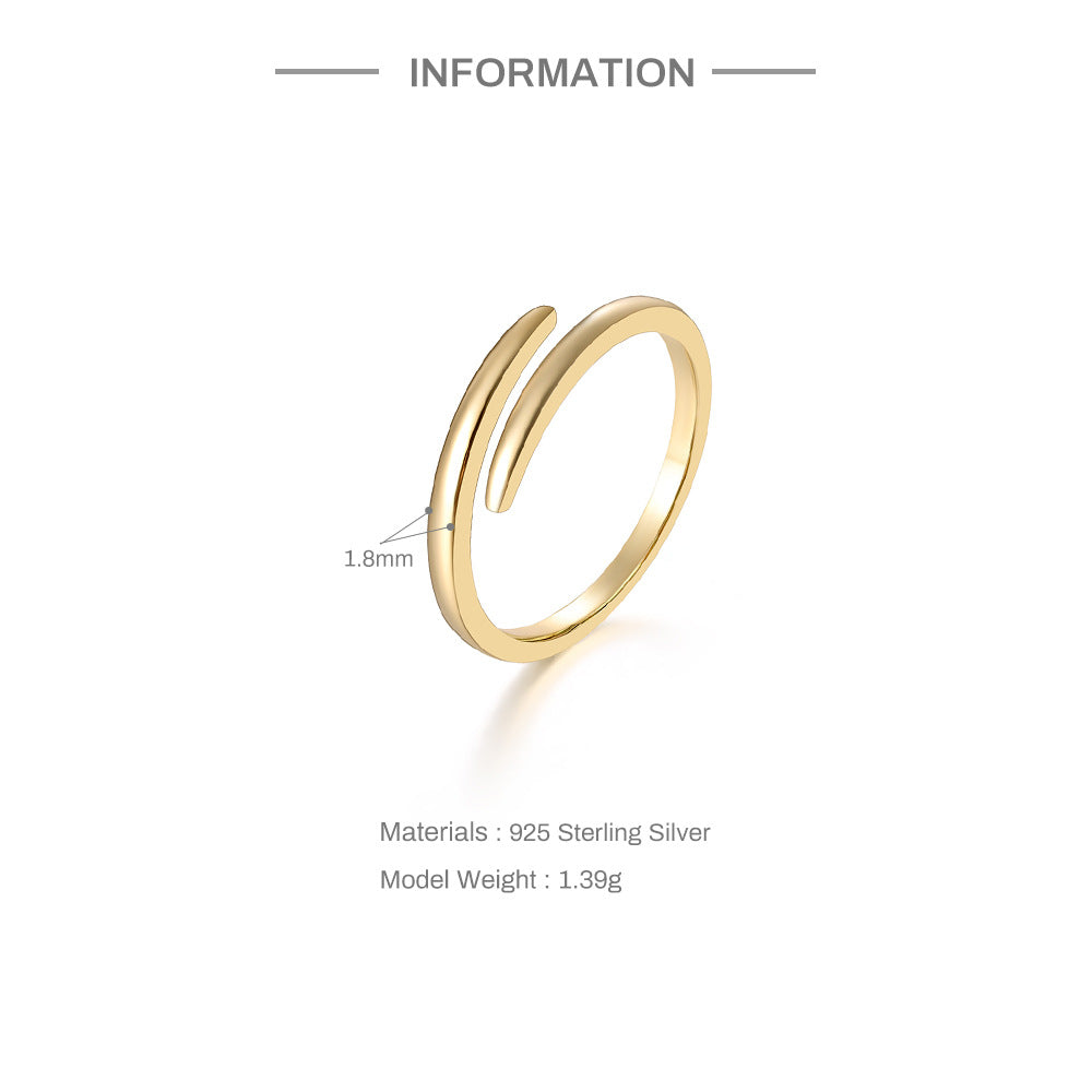 Wraparound Spiral Ring – 925 Sterling Silver, Gold Plated
