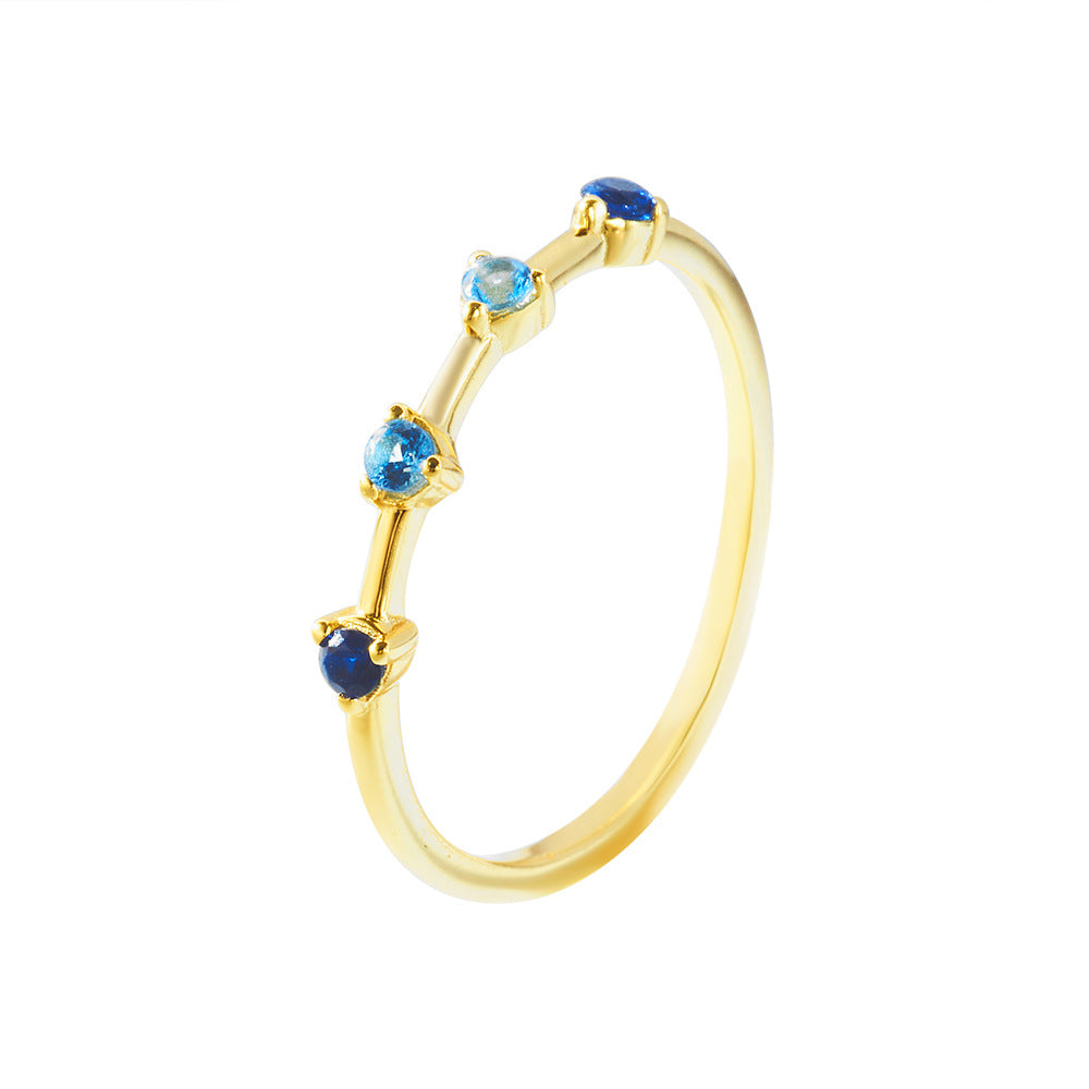 Ombré Blue Stone Ring – 925 Sterling Silver, Gold Plated