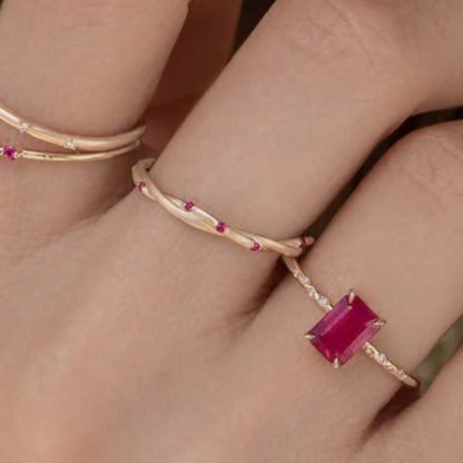 Twisted Vine Pink Stone Ring – 925 Sterling Silver, Gold Plated