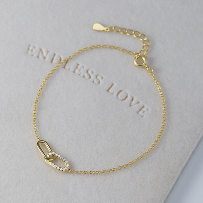 Interlocking Paperclip Link Bracelet - Gold Plated 925 Sterling Silver