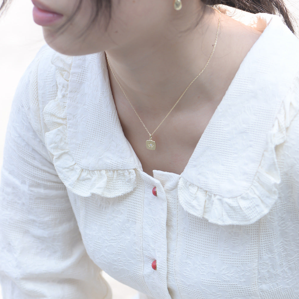 Starburst Compass Pendant Necklace - Gold Plated 925 Sterling Silver