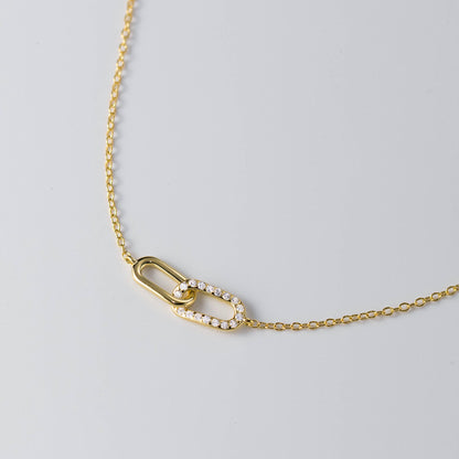 Interlocking Paperclip Link Bracelet - Gold Plated 925 Sterling Silver