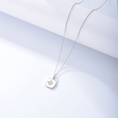 Starburst Compass Pendant Necklace - Gold Plated 925 Sterling Silver