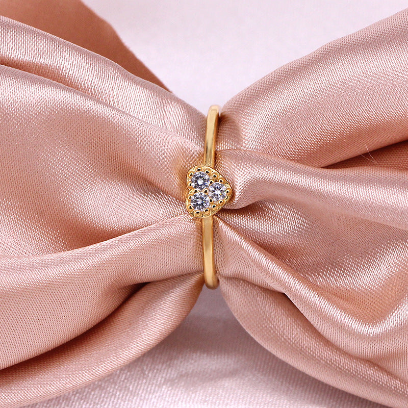 Pavé Heart Ring – 925 Sterling Silver, Gold Plated