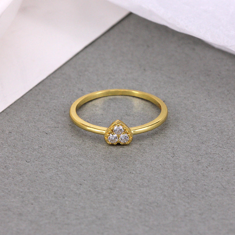 Pavé Heart Ring – 925 Sterling Silver, Gold Plated