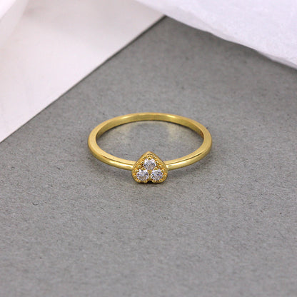 Pavé Heart Ring – 925 Sterling Silver, Gold Plated
