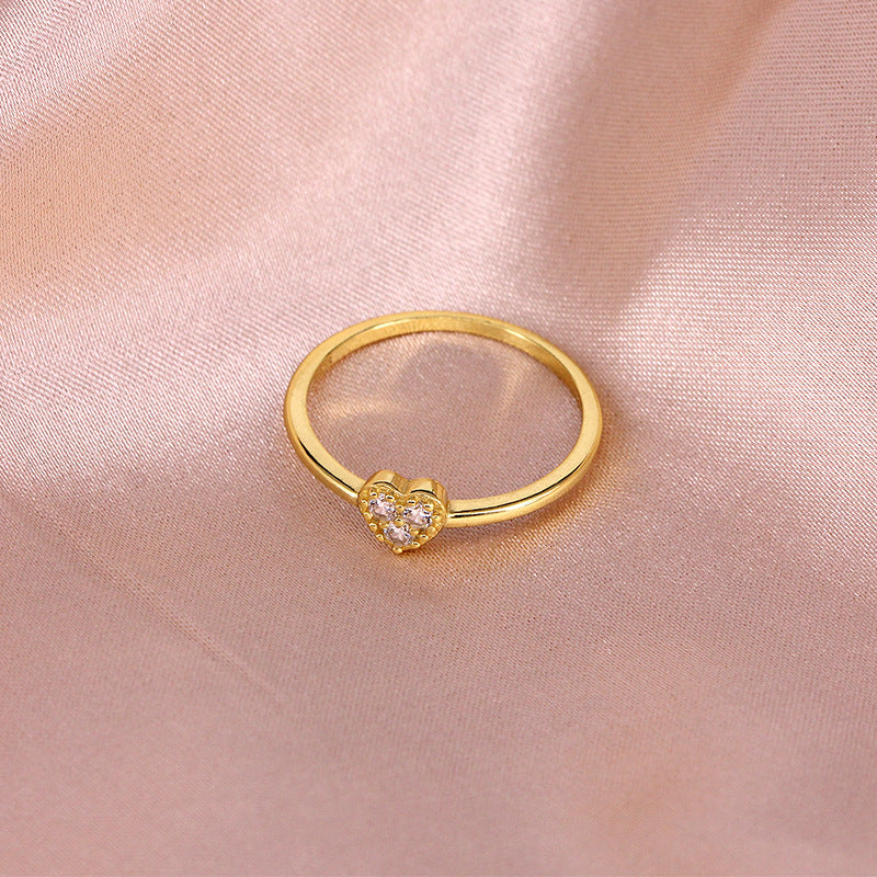 Pavé Heart Ring – 925 Sterling Silver, Gold Plated