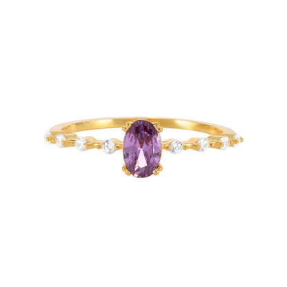 Purple Oval Ring – 925 Sterling Silver, Gold Plated