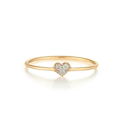 Pavé Heart Ring – 925 Sterling Silver, Gold Plated