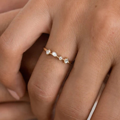 Mixed Gemstone Cluster Ring – 925 Sterling Silver, Gold Plated