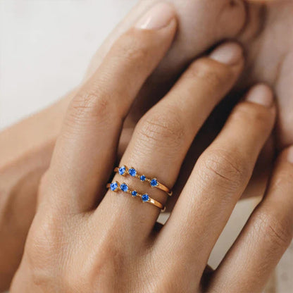 Mixed Gemstone Cluster Ring – 925 Sterling Silver, Gold Plated
