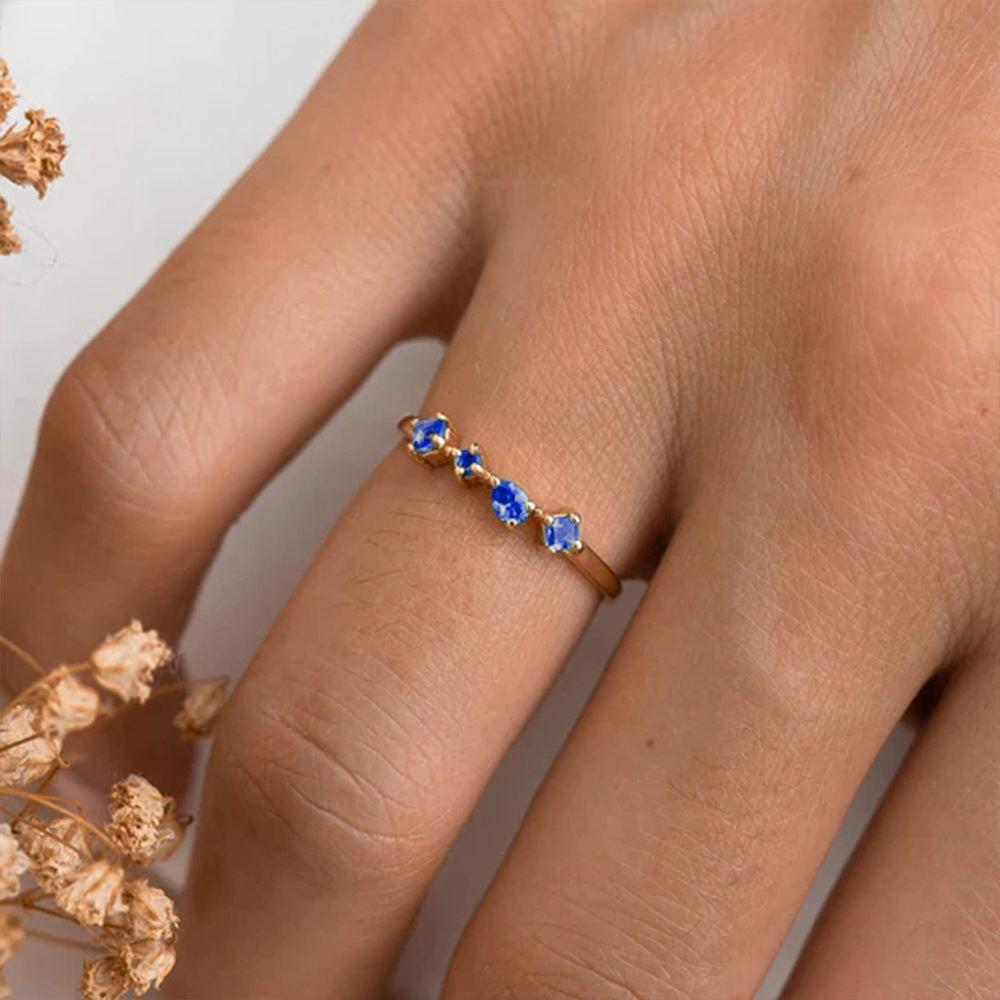 Mixed Gemstone Cluster Ring – 925 Sterling Silver, Gold Plated