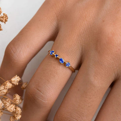 Mixed Gemstone Cluster Ring – 925 Sterling Silver, Gold Plated