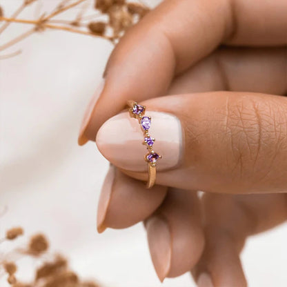 Mixed Gemstone Cluster Ring – 925 Sterling Silver, Gold Plated