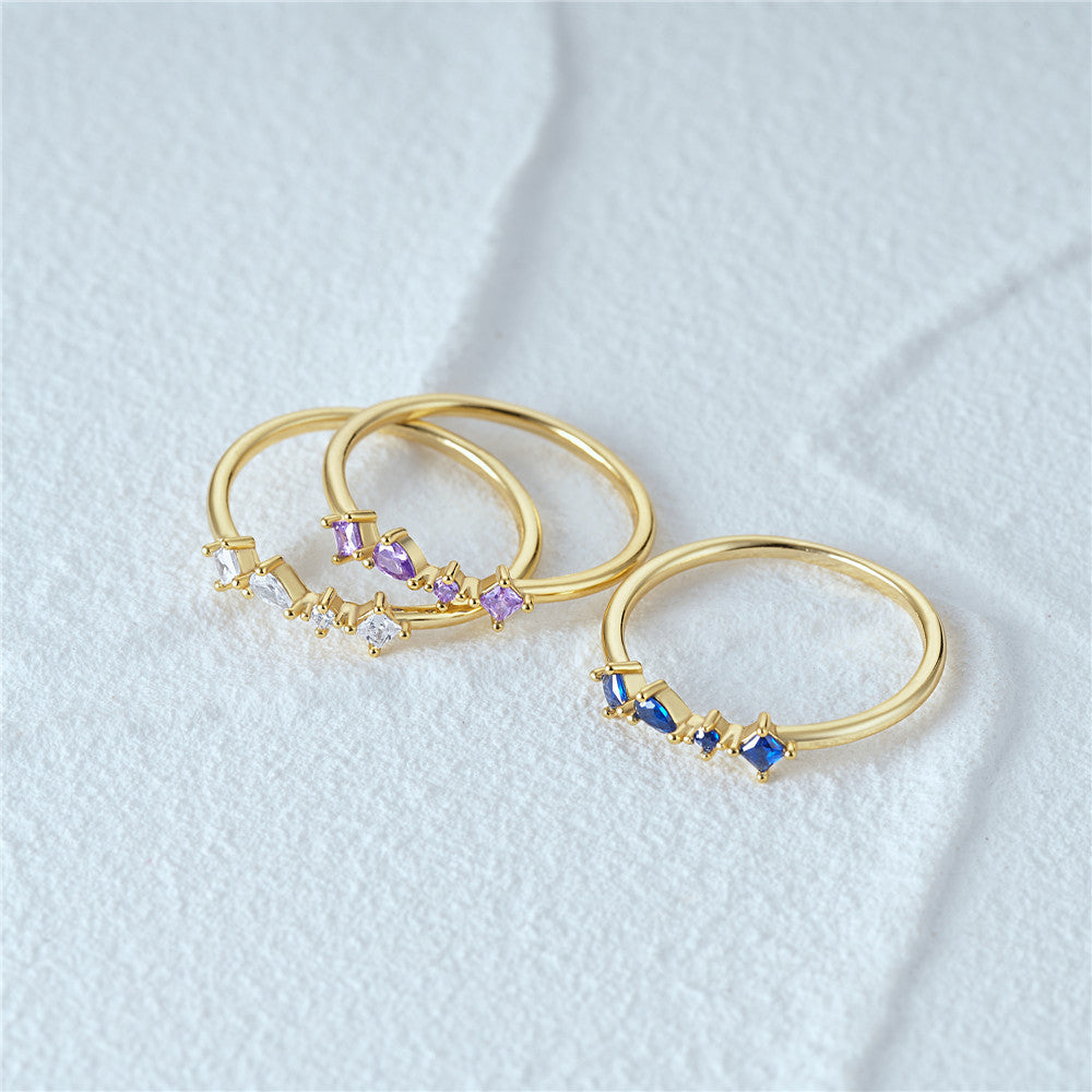 Mixed Gemstone Cluster Ring – 925 Sterling Silver, Gold Plated