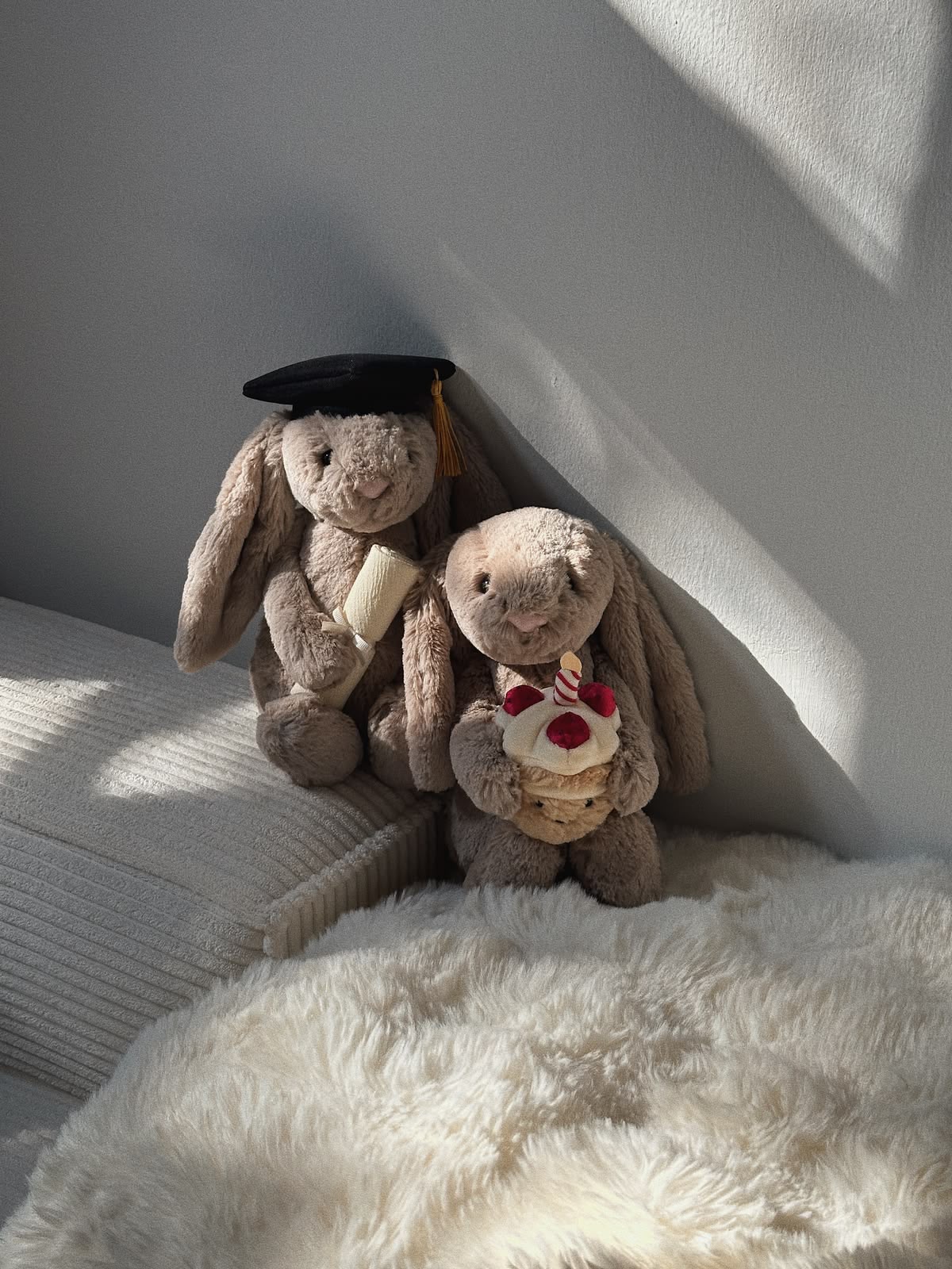 A 30 cm cute plush graduation bunny holding a degree and wearing a mortarboard cap.07
